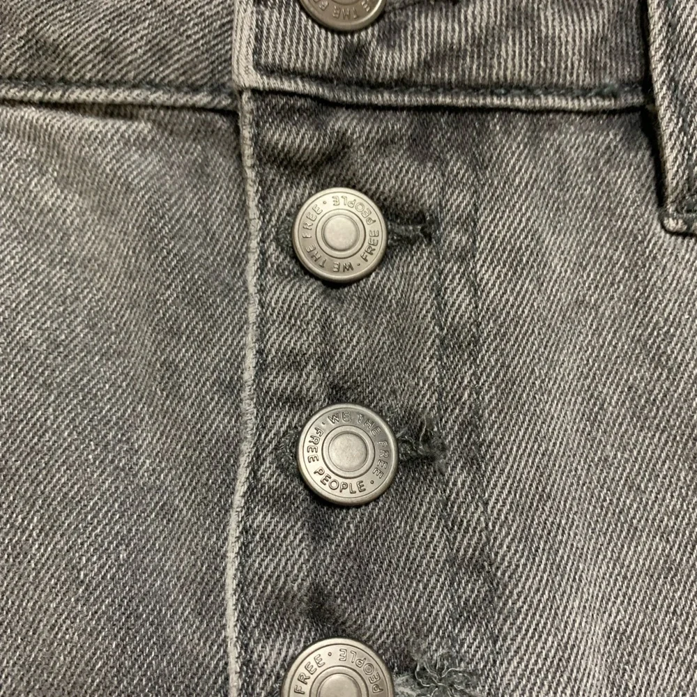 NEW Anthropologie Free People Charcoal Gray Distressed Button Fly Skirt 31​